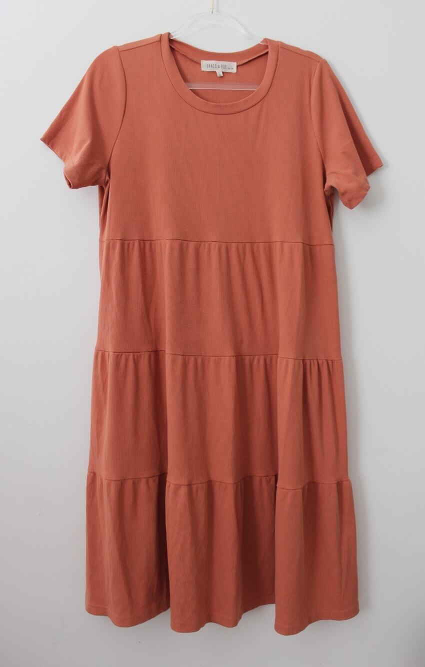 Brass & Roe By CTS Womens Dress Short Sleeve Peach Size L Pre-Owned